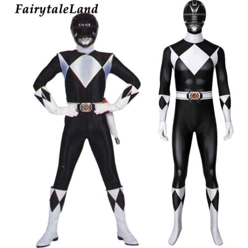 Mammoth Ranger Goushi Jumpsuit Adult Halloween Black Ranger Cosplay Costume Spandex Bodysuit Helmet