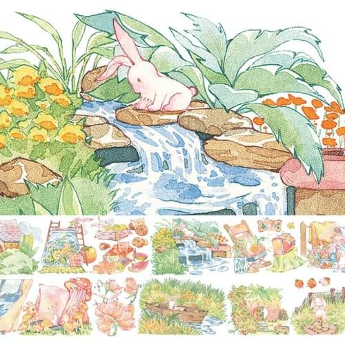 Landscaping Lovely Animal Bullet Journal Notebook Washi Tape Sticker Material Rabbit Backyard