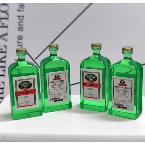 4pcs Dollhouse Miniature green Liqueur Wine Bottle Model Pretend Play Kitchen Food for Blyth barbies Doll Miniature accessories