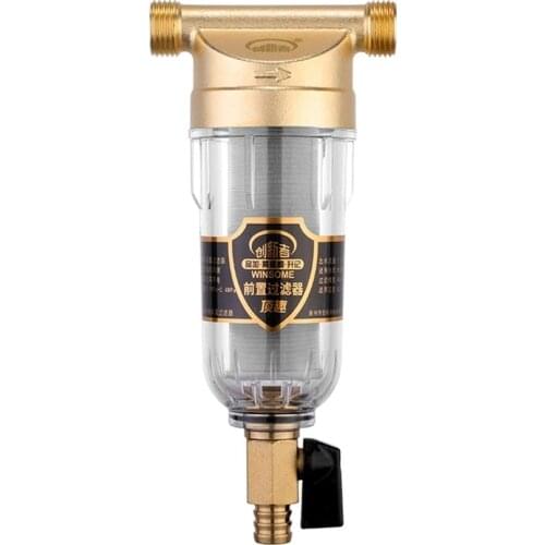 4T/H Reusable Whole House Spindown Pre Sediment Water Filter, 40 Micron, Water Pre-Filter System, 3/4" FNPT + 1/2"MNPT, Brass