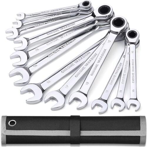 Ratcheting Wrench Set,Combination Ended Spanner kits key set,Chrome Vanadium Steel Combination Wrench set Home Repair Tools