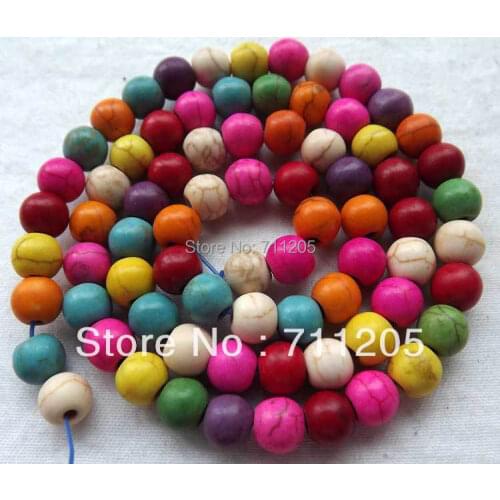 Wholesale 66pcs ,6mm Multicolor Turquoises Round loose beads ,Min.Order $10, provide mixed wholesale for all items