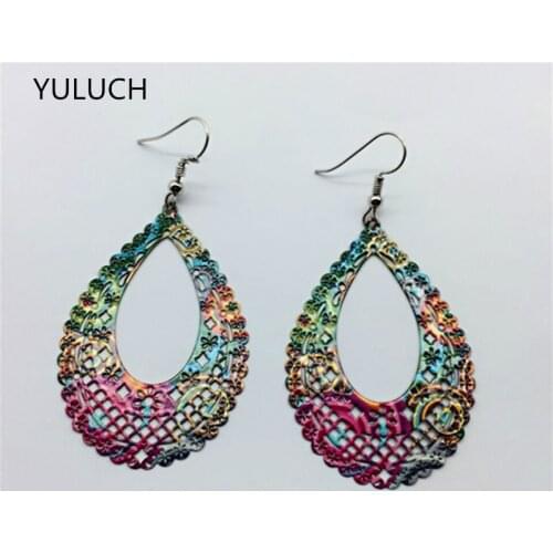 Pair unfinished nice Green peacock leaf wood earrings jewelry 2016 new design 2016 new arrival simple