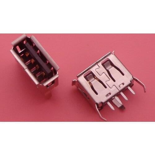 100PCS/LOT A Type Flat Angle (180 Degree) Female USB PCB Connector Socket, USB Jack Plug 3 legs+4 pin