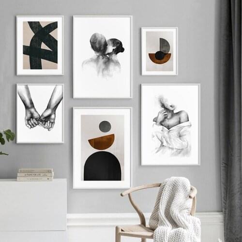 Nordic Style Figures Geometric Wall Art Canvas Poster Minimalist Print Abstract Painting Picture for Living Room Decor