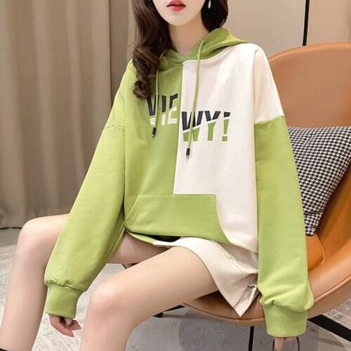 Plus Size Pullovers Girls Long Sleeve Hoodies 2020 Autumn Women Sweatshirt And Hoody Ladies Patchwork Letter Printed Thin Hooded