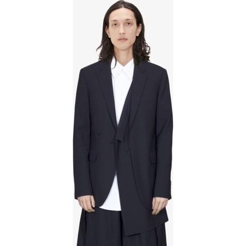 S-6XL! Custom dress 2020 Original design of black deconstructed multi-layered asymmetrical simple loose mens suit coat