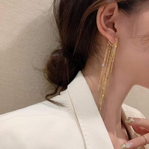 925 Sterling Silver Love Heart Tassel Earrings for Women Long Chain Shiny Hoop Earrings Party Jewelry Wholesale