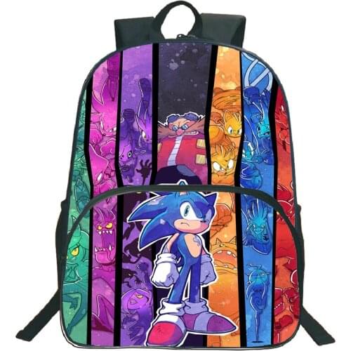 16 Inch Child Mochila SONIC RACING School Backpack Cartoon Bookbag for Boys Girls Kids Daypack Bag Children Primary Schoolbag