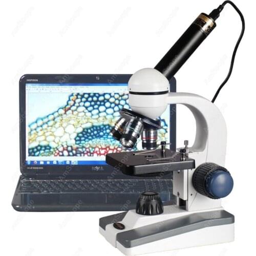 Focus Science Student Microscope--AmScope Supplies 40X-1000X LED Coarse & Fine Focus Science Student Microscope + USB Camera