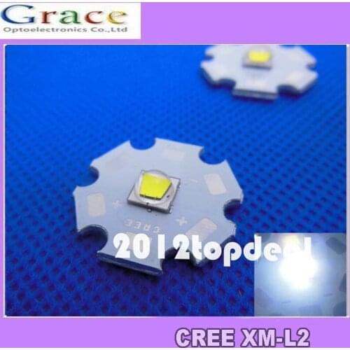 5PCS CREE Xlamp XML2 XM-L2 T6 U2 10W WHITE High Power LED Emitter Bulb with 20mm Heatsink For Flashlight DIY
