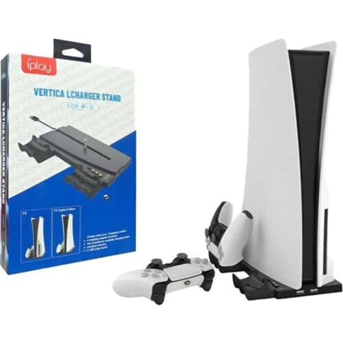 For PS5 DE/UHD Two-in-one Console, Upright Stand Base For PS5 Wireless Handle Contact Base Charger