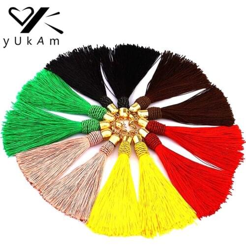 YUKAM Bohemia Ethnic Long Cotton Tassels Earrings Fringed Dangle Drop Earrings for Women Big Exaggerated Tassle Earrings Jewelry