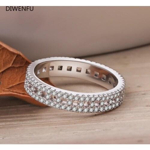 Real S925 Sterling Silver Natural Diamond Micro Inlay Rings for Women Fine Solid Silver 925 Jewelry Anillos Mujer Bizuteria Ring