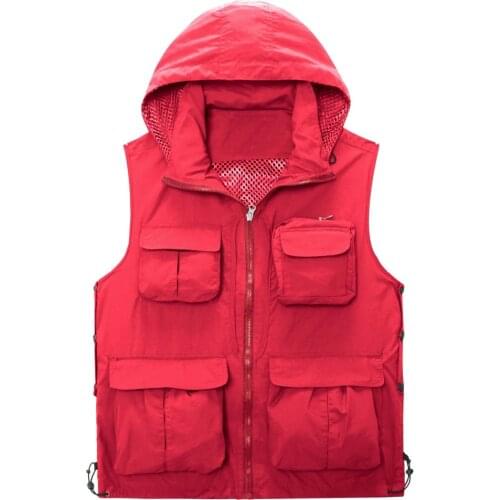 Hooded Multi Pockets Waistcoats Men & Women Photography Vest Multi-Pocket camera Man Waistcoat Sleeveless Working Wear VT-084