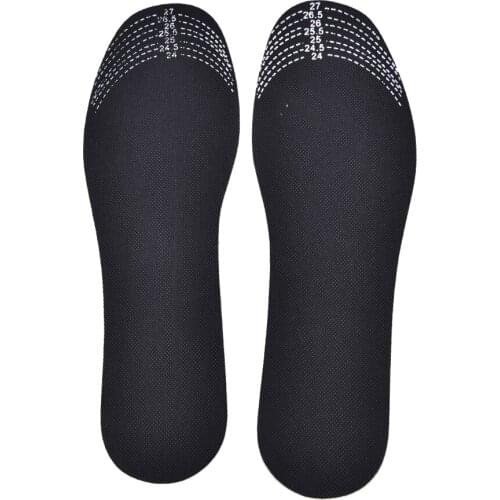1 Pair Black Scalable Insoles Adjustable Unisex Bamboo Charcoal Deodorant Cushion Foot Inserts Shoe Pads Insoles