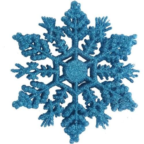 12 Pcs Glitter Snowflake Christmas Ornaments Xmas Tree Hanging Decoration Blue