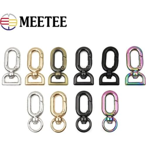Meetee 4/10pcs 10mm Spring Circle Round Tail Opening Hook Buckle Egg-shaped Ring Spring Snap Buckles DIY Chain Strap Hang Clasp
