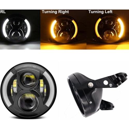 Motorbike Accessories 7" Turn Signal DRL Angel Eye Headlamp for Softail Touring Moto Projector 7 In LED Headlight Housing
