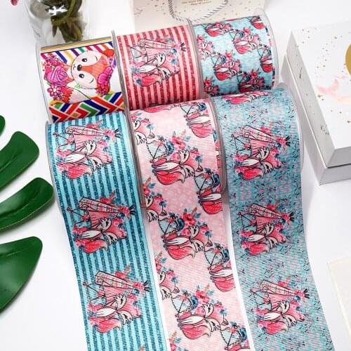 DIY Cartoon Fox Printed Grosgrain Ribbon For Craft Supplies Sewing Accessories 5 Yards. 27513