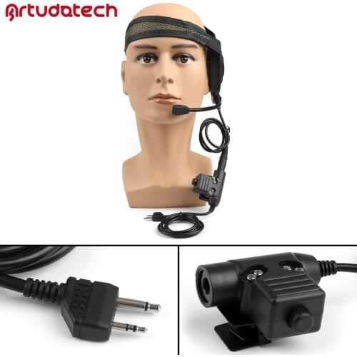 Artudatech 1Pcs HD01 Z Tactical Elite Bowman Headset U94 PTT For Midland LXT210 LXT216 2pin Radio