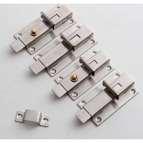 Freeshipping,Stainless steel bolt lock spring anti-theft door accessories wood metal sliding door plug door buckle door bolt