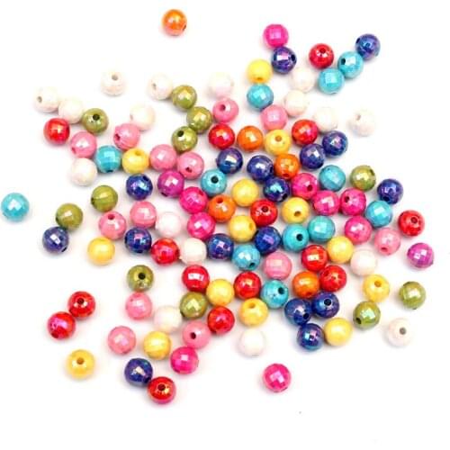 AB Color Round Section Rubber Acrylic Beads Charm Loose Spacer Beads For Jewelry Making DIY Needlework Bracelet Accessories