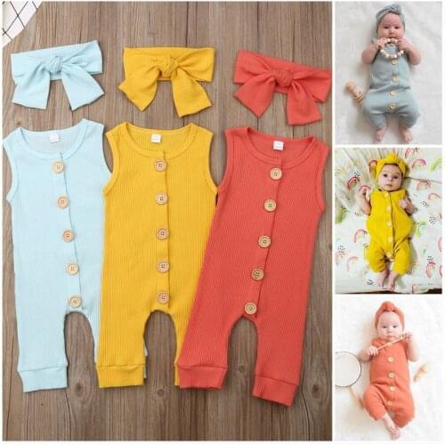 DHL 100set Newborn Baby 2pcs Headband + Outfit Short/Long Sleeve Romper Jumpsuit Bodysuit Clothes Set For 0-18M Baby