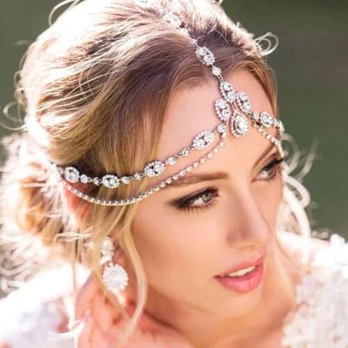 Diamond Multi-layer Drop Headband Forehead Chain Fashion Bridal Wedding Hair Accessories European and American Women