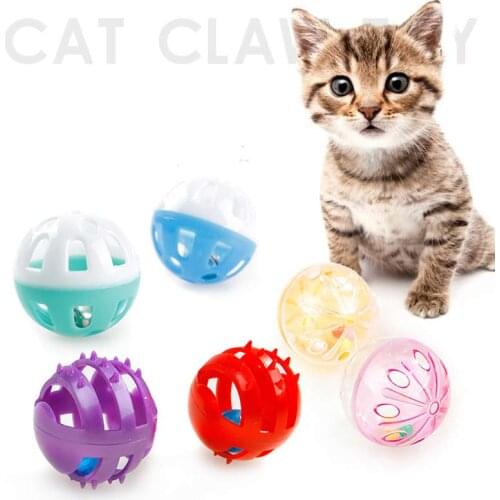 Pounce Kitten Play Fun Cat Products Chase Toy With Jingle Bell Chase Rattle Toy Transparent Colourful Plastic Bell Ball Product