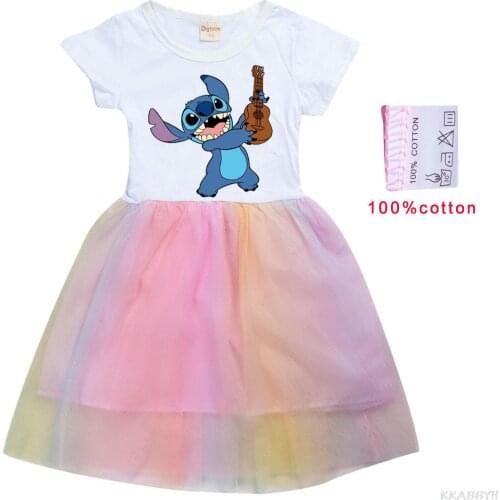 STITCH Girls Princess Summer Dresses Toddler Dress Kids Tutu Birthday Party Clothes for Children Ball Gown