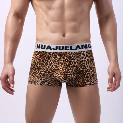 Hot Sexy Men Leopard Printed Underwear Boxer Underpants Trunks Wild Style Boxers Shorts Male Panties Cueca hombre Breathable