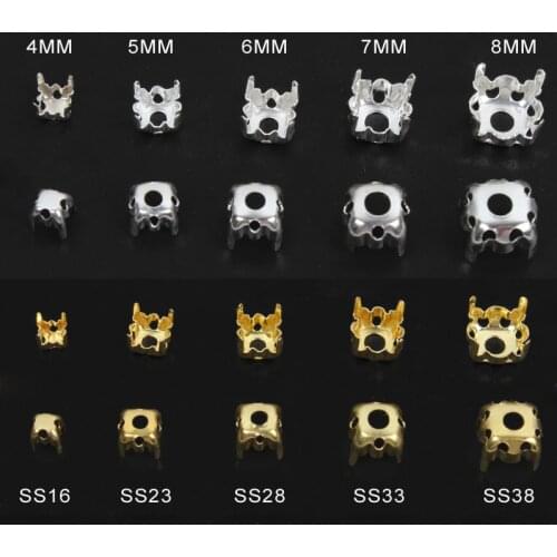 Gold /silver Sew-on Empty Claw Set for Rhinestone with sewing hole Copper metal Claws DIY clothing accessories