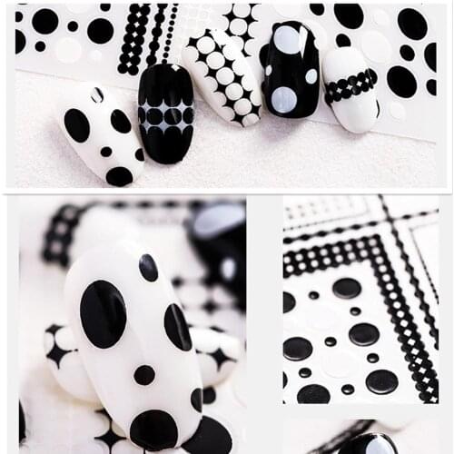 Newest F305 black dots design nail sticker decal stamping back gule DIY nail decoration tools