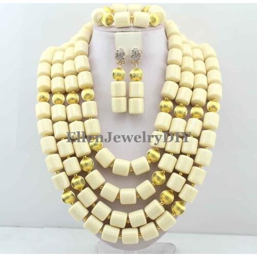 New Nigerian Wedding African Beads Set Women Artificial Coral Jewelry Set New Arrived Nigeria Set Necklace Africa Beads W12349