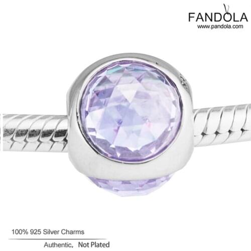 Wholesale 925 Sterling Silver Radiant Droplet Lavender CZ Charms Fit Original Bracelet Beads for Jewelry Making Kralen