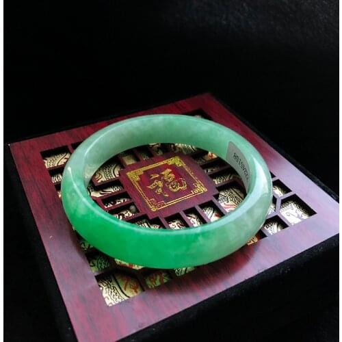 Send Certificate Natural and Burma Jade A-Class 54-62mm Ice Green Jade Bracelet Exquisite Princess Bracelet Send Mom to Girlfrie