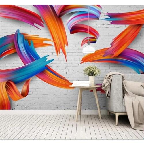 Professional custom wallpaper nordic minimalistic 3d personality abstract colorful geometric lines background wall