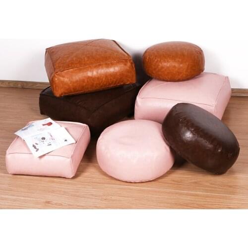 Real cowhide leather handmade Morocco pouf , Home decoration seat pillow without core. removable cushion case Gift