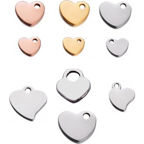 20Pcs/Lot Stainless Steel Blank Heart Dog Tags Charms DIY For Jewelry MakingPendant Necklace Findings Supplies