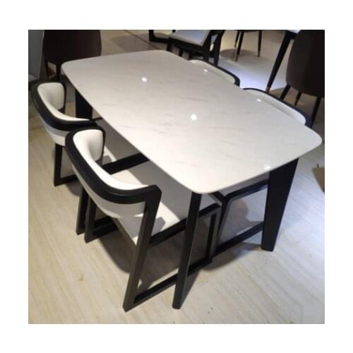 Assembled household rock slab solid wood marble dining table and chair combination square Nordic dining table
