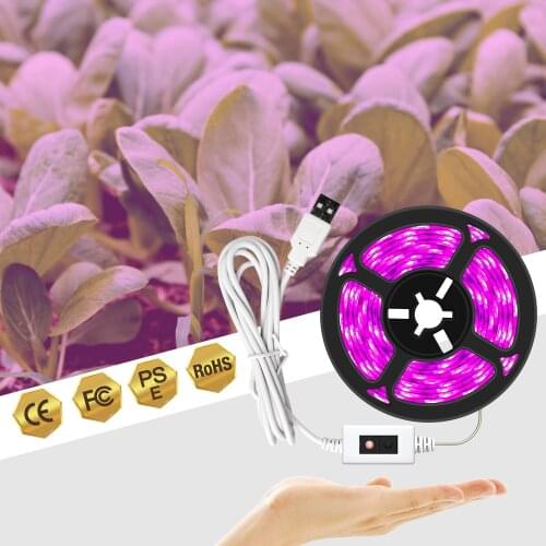 LED Grow Light Full Spectrum USB Plant Lamp Strip Hand Sweep Dimmable 2835 SMD DC 5V Led Phyto Tape For Seeds Plants Flowers