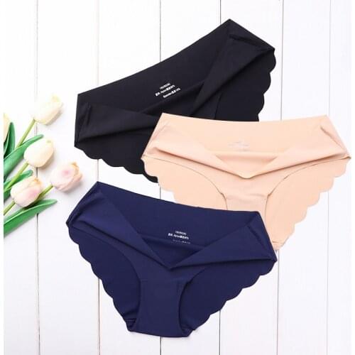 High Quality Womens Seamless Panties Solid Ultra-thin Underwear Womens Sexy Low-Rise Ruffles Briefs Lingerie Underpants New