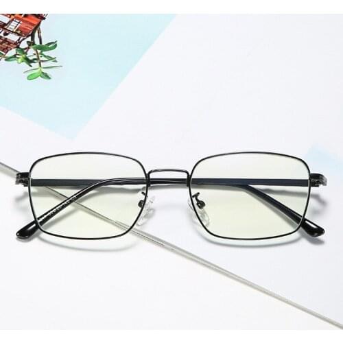 Veshion Fashion Business Casual Square Metal Glasses Frame Men and Women Anti-blue Light Flat Glasses Frame Myopia Glasses