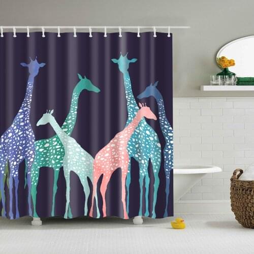 Waterproof Polyester Bathroom Curtain Long Blackout Curtain for Shower Room Long 180x200cm 3D Animal Shower Curtain