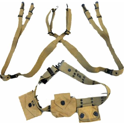 WWII WW2 M1912 Belt M1936 Suspenders M1942 First aid Kit Compass M1 Pouch Case Set soldier Military War Reenactments