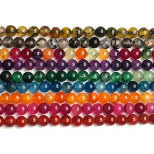 High Quality Natural Cracked Agates Stone 4/6/8/10/12/14mm Round Necklace Bracelet Jewelry Gem Loose Beads 38cm wk186