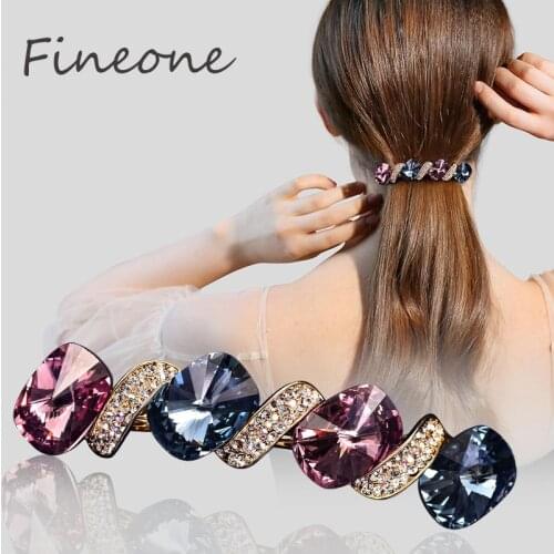 New Fashion Women Rhinestone Hair Clip Girls Snap Hair Barrette Stick Hairpin Hair Styling Accessories For Women Girl