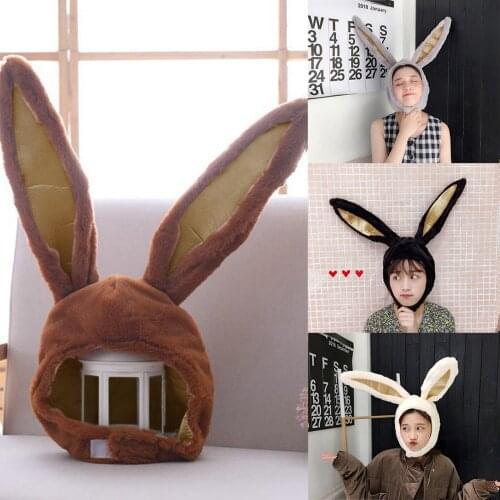 2021 Womens Bunny Hat Cap Plush Fun Rabbit Ears Hood Women Costume Hats Winter Warm Soft Cozy Hat for Women #40
