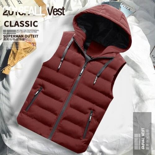 Sleeveless Jacket Men Vest Jacket Mens Winter Sleeveless Jacket Men Down Vest Mens Warm Thick Hooded Coats Male Work Waistcoat